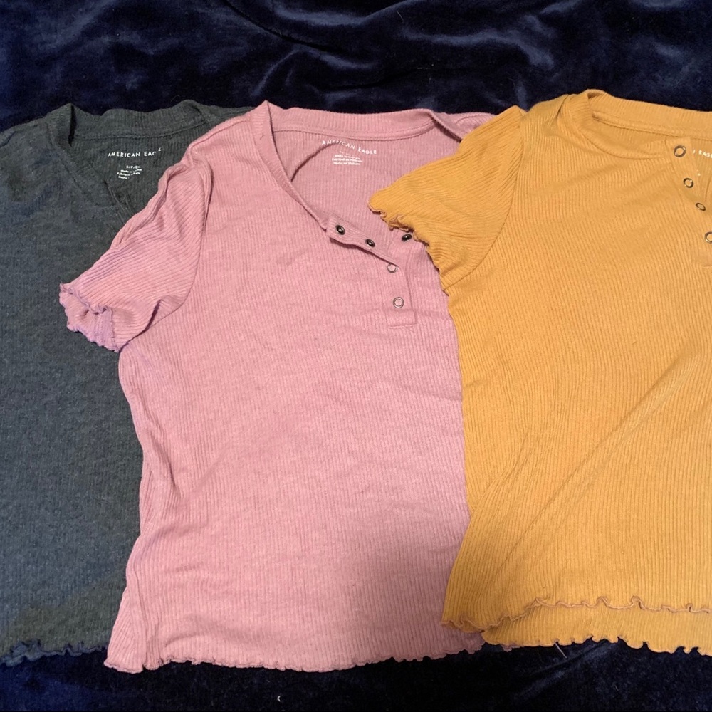 Bundle of THREE American Eagle Henley tees!